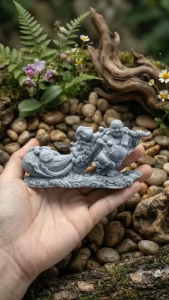 Tượng Di Lặc kéo bao tài lộc có ánh kim Decor bàn làm việc trang trí ô tô thu hút may mắn