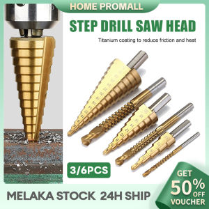 3/6PCS HSS Steel Titanium Step Drill Bit Set 4-12/20/32mm Metal Hole Cutter Wood Cone Core Drilling Hole Saw Tool Twist Saw Drill | Home Promall