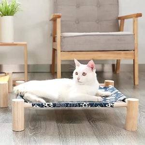 ที่นอนแมว เตียงแมวไม้ ที่นอนสัตว์เลี้ยง เปลแมว ถอดง่ายใส่ง่าย พกพาสะดวก เคลื่อนย้ายง่า เตียงแมว ใช้พื้นที่ไม่เยอะ