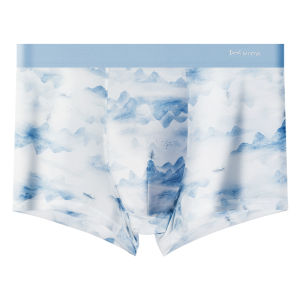 MiiOW | Mens Ice Silk Boxer Shorts Antimicrobial Comfortable Youth Style Mid Waist Print Pattern Luxury Feel Nylon Fabric Breathable