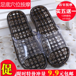 Summer K-style Cute Couple Non Slip Crystal Leakage Home Massage Plastic Men and Women Bathing Shower Bathroom Slippers