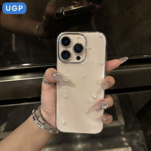 เคสโทรศัพท์มือถือแบบครอบเต็มลายผีเสื้อโปร่งใสสไตล์เกาหลีสำหรับ Apple 17promax 16 15pro 14 13 ดีไซน์หรูหรา