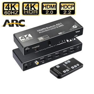 4K 60Hz HDMI Switch with audio extractor 4-IN-1 out HDMI 2.0 Switch Audio Extractor Splitter HDMI 4 in 1 Audio Switch HDR HDCP