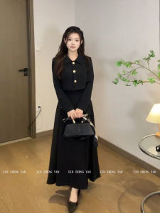 Xin Zheng Yan Korean Style plus Size Womens Suit Set High Waist Midi Skirt And Coat Autumn Fashion Casual Outfit Ensemble