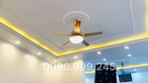 Quạt trần đèn ledquạt trần 5 cánh 107 mạ vàng 24k trang trí cho không gian phòng khách hiện đại có điều khiển từ xa