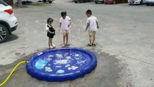 EOSM สระน้ำพุ PVC ถาดน้ำพุ สระน้ำพุเด็ก สระน้ำ แสนสนุกใจ ขนาด170cmกับ100cm ปลอดภัยเล่นน้ำ ต่อกับก็อกน้ำใช้งานเล่นได้