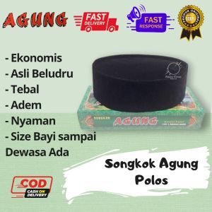 Songkok Peci Hitam Polos Pria Dewasa Ekonomis Agung Bahan Beludru