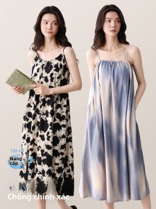 MiiOW | Váy ngủ cotton nguyên chất MiiOW dành cho nữ mùa hè 2025 Váy ngủ không tay dài đến giữa váy có đệm ngực Mùa hè nhẹ nhàng gợi cảm