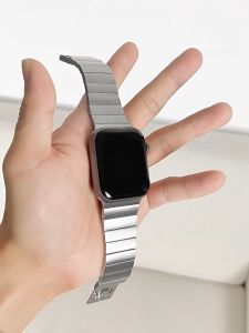 วัสดุ สแตนเลสสตีล สายนาฬิกา for apple watch series 11 10 9 8 7 6 สาย 45mm 44mm 42mm 46mm สาย Slide Remove Magnetic Buckle Ultra 3 Ultra 2 49mm สมาร์ทวอทช์ สายนาฬิกา