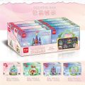 Princess Flower Castle Building Blocks Mindi Toys Educational Magnetic Stickers 4 Boxes Gift for Girls Intelligent Puzzle Playsets. 
