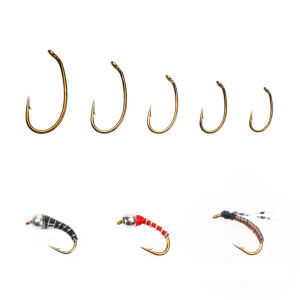 50pcs Barbed Curved Nymph Fly Fish Hook Shrimp Caddis Pupa Midge Emerger Fly Tying Hook ForTrout Fly Fishing Flies #10- #20
