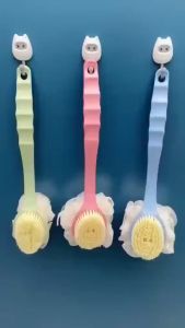 Sikat Mandi 2 Sisi Sikat Gosok Punggung Gagang Panjang / Sikat Spons Sabut Shower Puff / Sikat Gosok Mandi / Penggosok Punggung 2IN1 Sikat Punggung Sikat Bulu Lembut Termurah Terbaru Promo