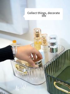 Large Transparent Plastic Desktop Snack Sundries Office Bathroom Make Up Organizer Box Basket