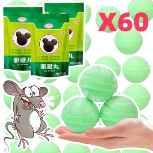 60Pcs Powerful Pests Rat Repellent Pills / Quick and Effective Non-toxic Mouse Rodent Balls / Non-Toxic Repel Rats Peppermint Balls