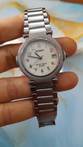 Đồng hồ nữ mặt to SCRIPT c&oacute lịch d&acircy th&eacutep second hand si nhật- đ&atilde qua sử dụng