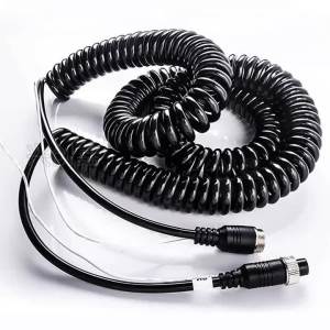5M/16.4ft 10M/32.8ft 4-Pin Stretch Elastic Spring Cable Aviation Extension Video Cord for Blackup Camera Bus Turck Van Lorry RV.