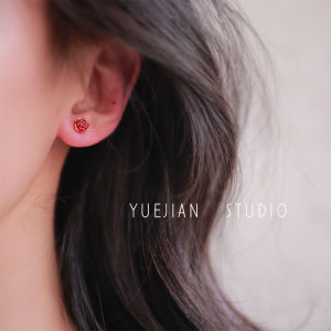 YUEJIAN Mini Dry Rose Earstuds Retro Simple Alloy Plated Gold Silver Ear Cuff Style Japanese Korean Design for Females