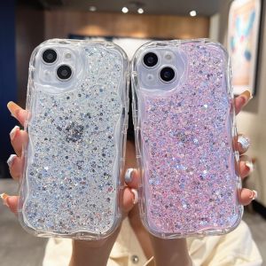 CrashStar Sparkling Glitter Sequins Fashion Shockproof Phone Case For iPhone 15 14 13 12 11 Pro Max XS XR X 8 7 6 6S Plus + SE 2020 Transparent Soft Silicone Phone Casing Cover With Full Cover Lens Camera Protection Hot Sale