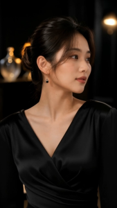 [SG] Midnight Teardrop Crystal Drop Earrings | Black & Gold Dangle Earrings | Elegant Sparkle Earrings | ear me out (EMO-197)