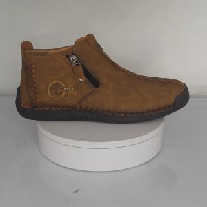 INLIKE Resleting Tanpa Tali Formal Sepatu Boots Tinggi Pria Casual Import Cowok Keren Kulit Kerja Kuliah 150
