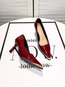 Elegant Pointed Toe High Heels Womens Shoes Fine Strap French Style Velvet Spring Autumn Fashionable Commute Butterfly Knot