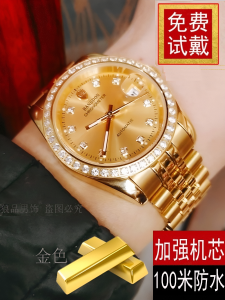 นาฬิกาข้อมือชาย BANSUODONG Automatic Mechanical Steel Waterproof Luminous Dial 18K Gold Plated Band Casual Style Watch