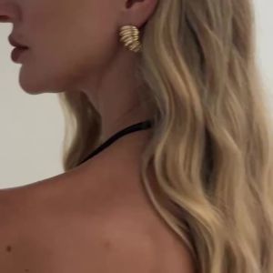 Ingemark | Ingemark Elegant Irregular Metal Glossy Textured Knot Stud Earrings Women Punk Geometric Gold Color Earring Daily Wear Jewelry