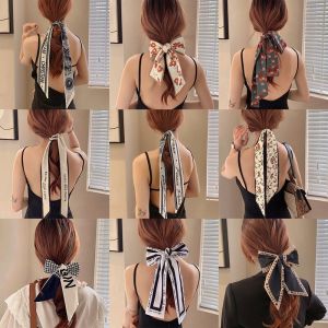 Korean Scrunchie French Bow Silk Scarf Headband Small Incense Wind Ribbon Head Rope Korea Retro Hair Band Small Jewelry Hair Accessories for Women