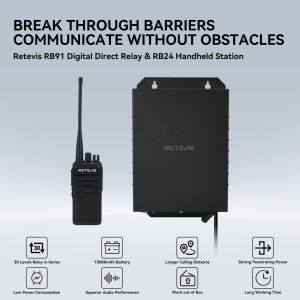 Retevis RB91 Direct Frequency Digital Repeater with 2PCS RB24 UHF Handheld Two Way Radios