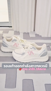 เก็บเงินปลายทาง ผ้าตาข่าย รองเท้าวิ่ง รองเท้าผู้หญิงแฟชั่น รองเท้าผ้าใบลำลอง ลายอักษร ระบายอากาศได้ดี ใส่สบาย ไซส์ 36-42