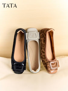 Leopard Pattern Ballet & Casual Shoes Soft Soled Genuine Leather