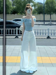 CHANGTONG | Graceful Off-shoulder Top Wide Leg Pants Set Summer