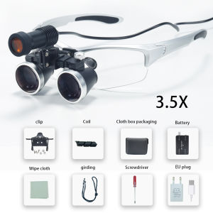 Dental Loupes 2.5/3.5X Magnifier Lab Medical Magnification Binocular Magnifier Headlight Headlamp 5W Seperately Cloth Packaging