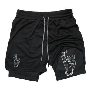 Jujutsu Kaisen Mens Double Layer 2-in-1 Shorts Gojo Satoru Toji Zenin Japanese Anime Summer Fake Two Piece Sports Shorts
