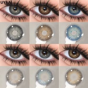 UYAAI | Kính Áp Tròng Màu UYAAI Dùng Một Lần Hàng Năm HEMA Blue Eyes Cosmetic Colorcon Water Light Green Pupils Combo Ống Kính Làm Đẹp Thời Trang