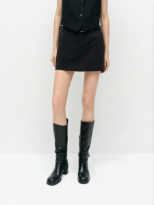 MO&Co. | Deconstructed Zip Slit 2-Way Skort High Waist A-Line Shorts