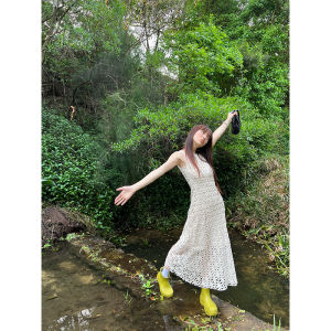 Váy Vest Dệt Kim Kiểu Pháp Đơn Giản Thoải Mái Váy Dài Không Tay Cổ Tròn Dáng Chữ A Mùa Hè Váy Nữ