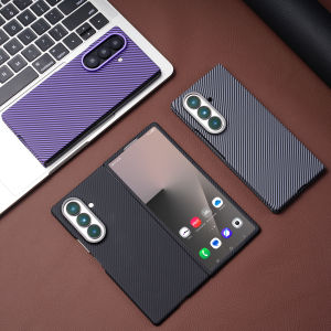 Luxury Carbon Fiber Leather Case for Samsung Galaxy Z Fold 8 Ultra 7 6 5 for MagSafe Magnetic Wireless Charging Shockproof Cover