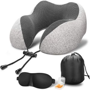 3 in 1 Cooling Set Eye Mask Neck Rest Cushion 3in1 U Shape Travel Memory Foam Neck Pillow