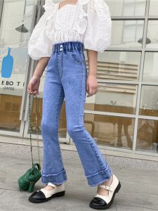 Girls Bell Bottom Jeans Spring Autumn Fashionable Slim Fit Childrens Denim Pants Long Trousers Trendy Baby Cotton Blend