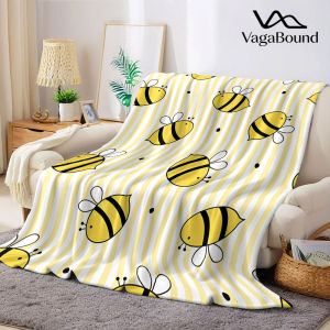BILIBILI | Yellow Stripe Cartoon Bee Flannel Blanket Warm Soft Halloween Christmas Decorative Couch Warm Cozy All-Season Gift