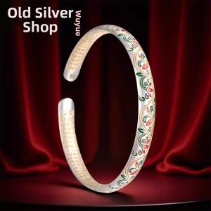 WU YUE JEWELRY | Gilt Cloisonne 9999 Silver Bangle