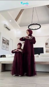 AGMARA OUTFIT Model Terbaru Damara Couple Mom & Kids Dress Sarimbit Elegan Bahan Shakila Mix Brukat