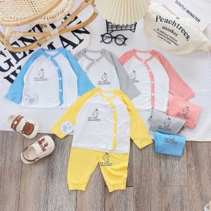 (MS27)Bộ dài tay cúc chéo Kwoo chất thun lạnh phối tay thời trang cực chất cho bé