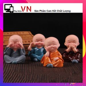 Bộ 4 Tượng Chú Tiểu Tứ Không Mang Lại Bình Yên May Mắn Trang Trí Bàn Làm Việc Xe Hơi - Bộ Tượng Phật Phong Thủy -  Chú Tiểu Hòa Thượng Decor Bàn Thờ Cúng