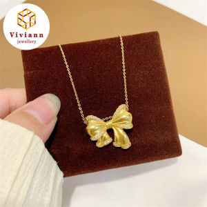 Viviann Original sterling silver 18K Gold Plated  Bow Chain Choker Necklace for Women Waterproof Charms Necklace Jewelry Necklace For Women Gold Bow Engagement Fine Jewelry Wedding Party Birthday Gift