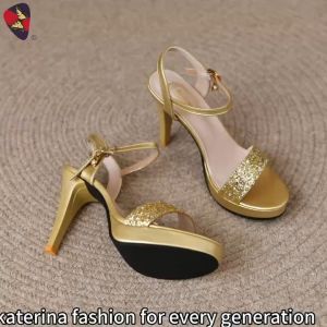 Katerina Fashion Korean Glittering High Heels Stiletto Sandals For Women Adjustment Strap #C-7