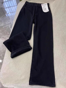 กางเกงยีนส์ทรงตรงเอวสูงสีดำไซส์ใหญ่ ทรงหลวม กางเกงขายาวทรงหลวม ทรงเข้ารูป ทรงเข้ารูป กางเกงยีนส์ทรงตรง