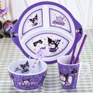 Cute Kuromi Dinner Plate Bowl Set Childrens Complete Dining Utensils Set Home Use High Aesthetic Value Affordable Price