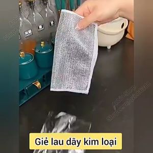 Khăn chùi rửa đa năng hợp kim loại 2 lớp  Giẻ lau sợi kim loại lau được trên các bề mặt chảo nồi mà không lo bị xước